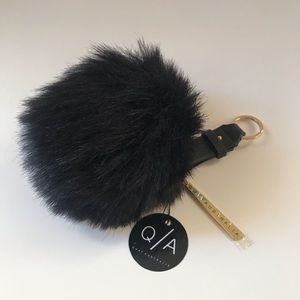 Quay Australia Black Faux Fur Pom Key Chain